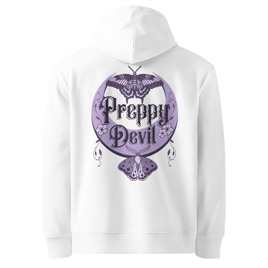 Preppy Devil Purple "Goth Moth" eco hoodie