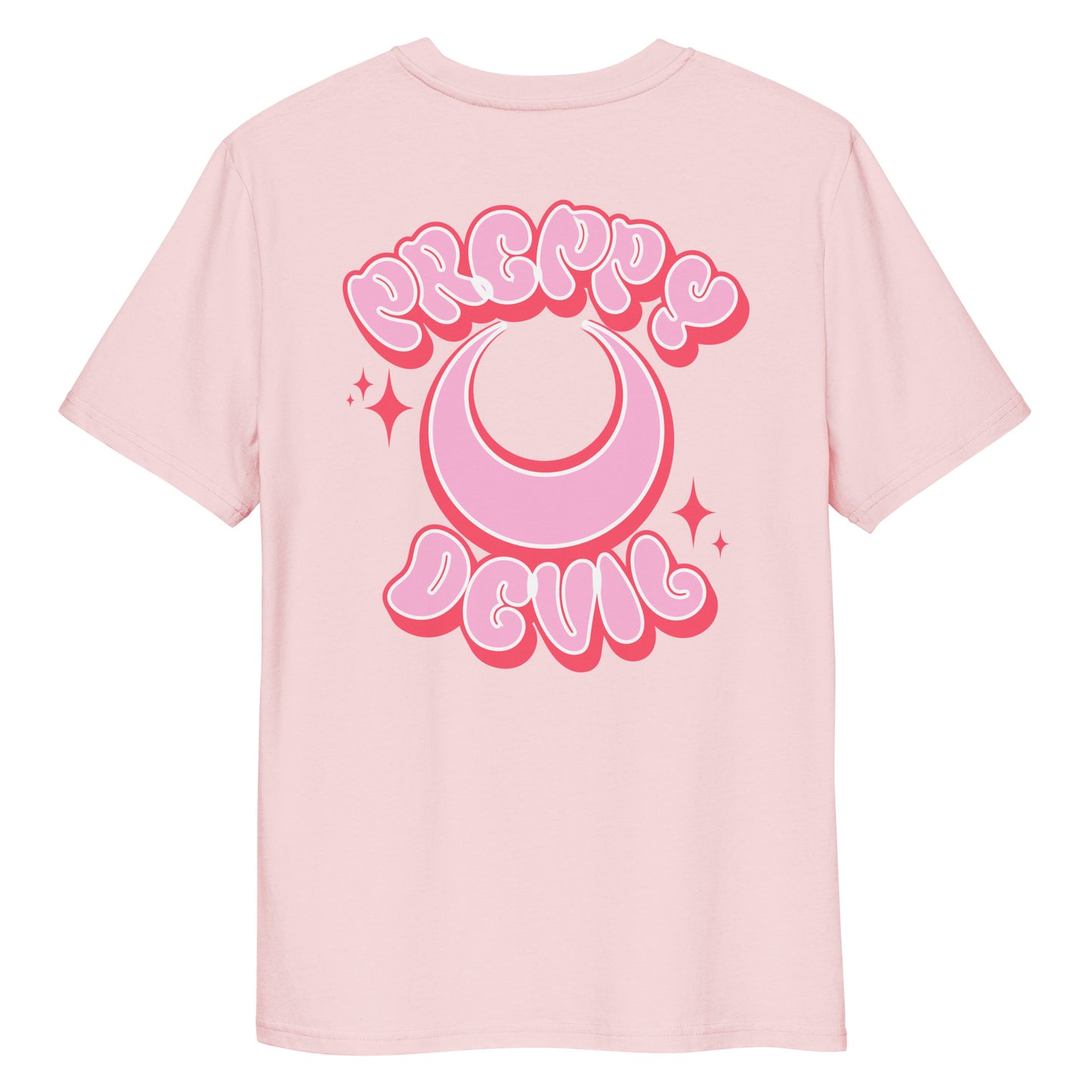 Preppy Devil pink "Bubble Horns" organic cotton t-shirt