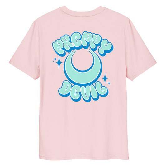 Preppy Devil blue "Bubble Horns" organic cotton t-shirt