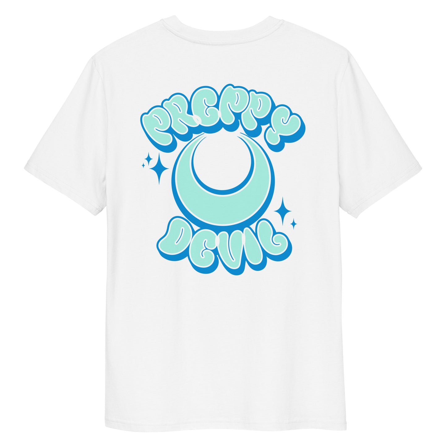 Preppy Devil blue "Bubble Horns" organic cotton t-shirt