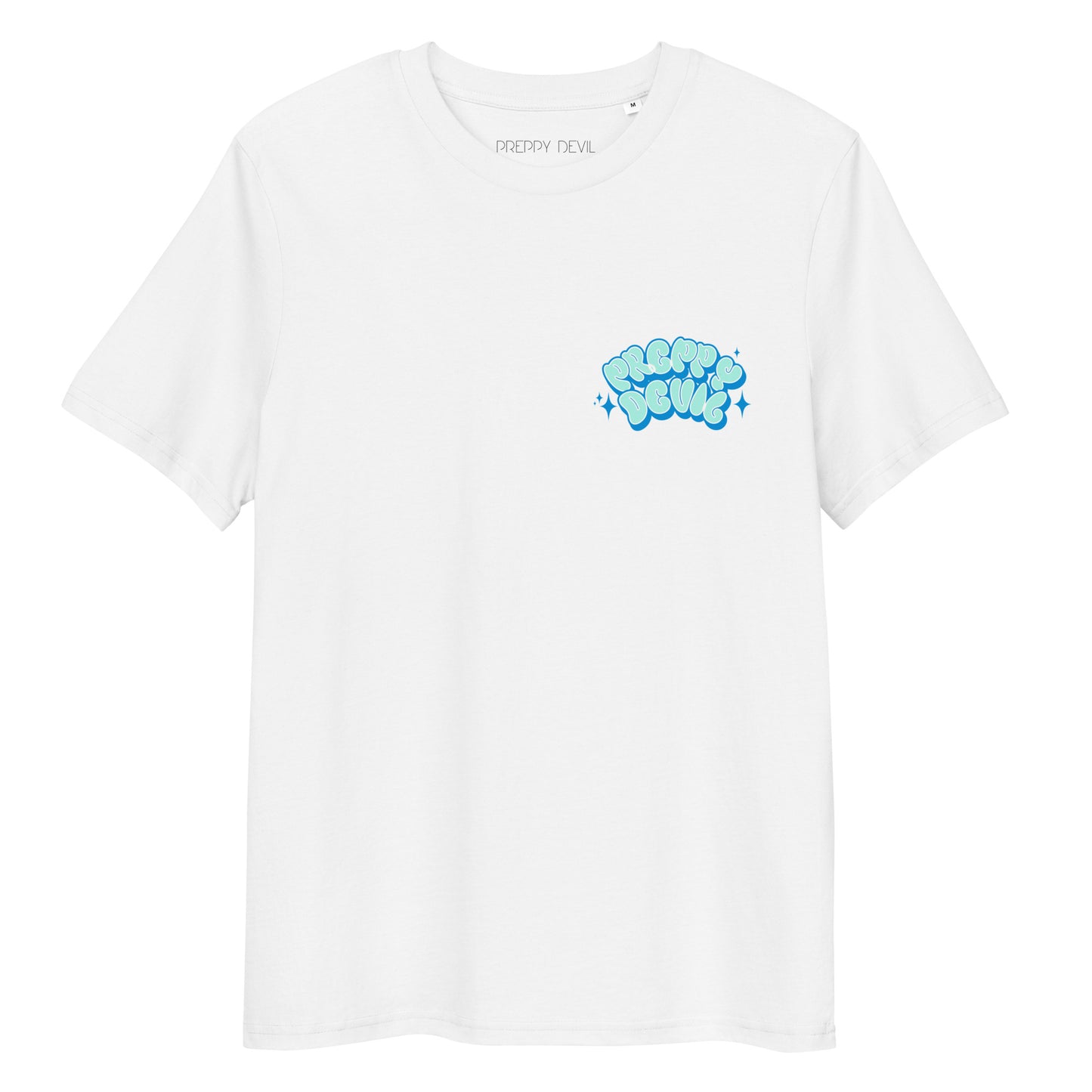 Preppy Devil blue "Bubble Horns" organic cotton t-shirt